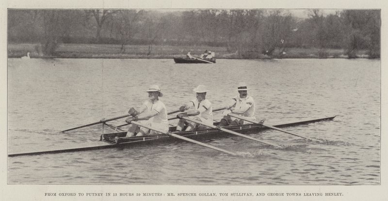 Von Oxford nach Putney in 13 Stunden 59 Minuten, Mr. Spencer Gollan, Tom Sullivan und George Towns verlassen Henley von English Photographer