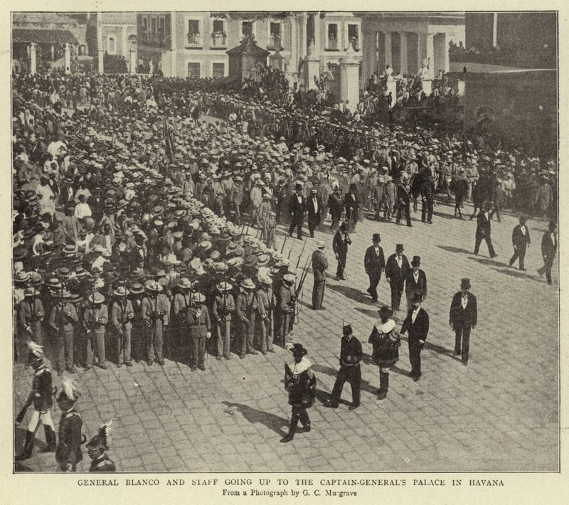 General Blanco und sein Stab auf dem Weg zum Palast des Generalkapitäns in Havanna von English Photographer