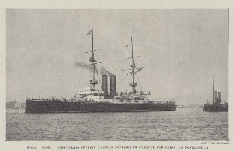 HMS Glory, Kreuzer erster Klasse, verlässt den Hafen von Portsmouth nach China, am 24. November von English Photographer