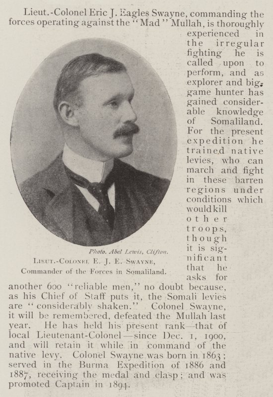 Oberstleutnant E. J. E. Swayne, Kommandeur der Streitkräfte in Somaliland von English Photographer
