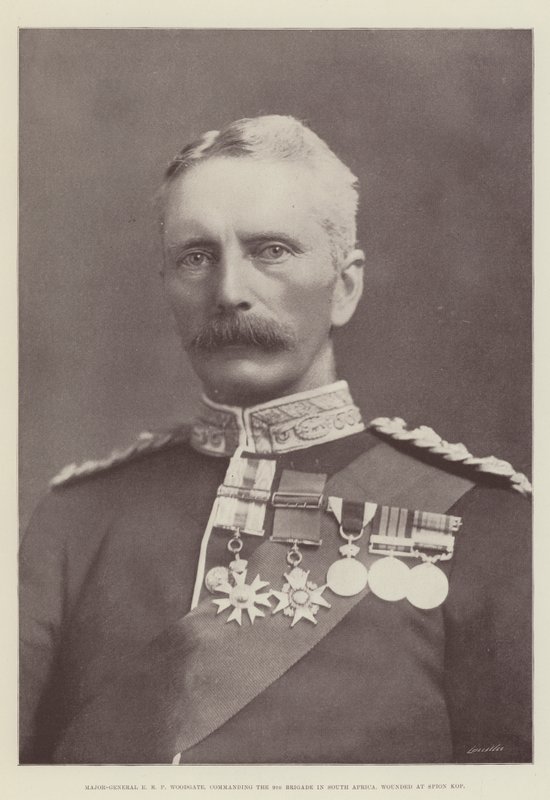 Generalmajor E R P Woodgate, Kommandeur der 9. Brigade in Südafrika, verwundet bei Spion Kop von English Photographer