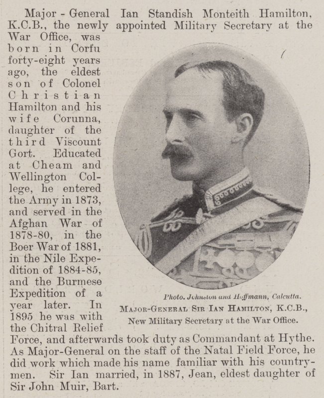 Generalmajor Sir Ian Hamilton, KCB, neuer Militärsekretär im Kriegsministerium von English Photographer