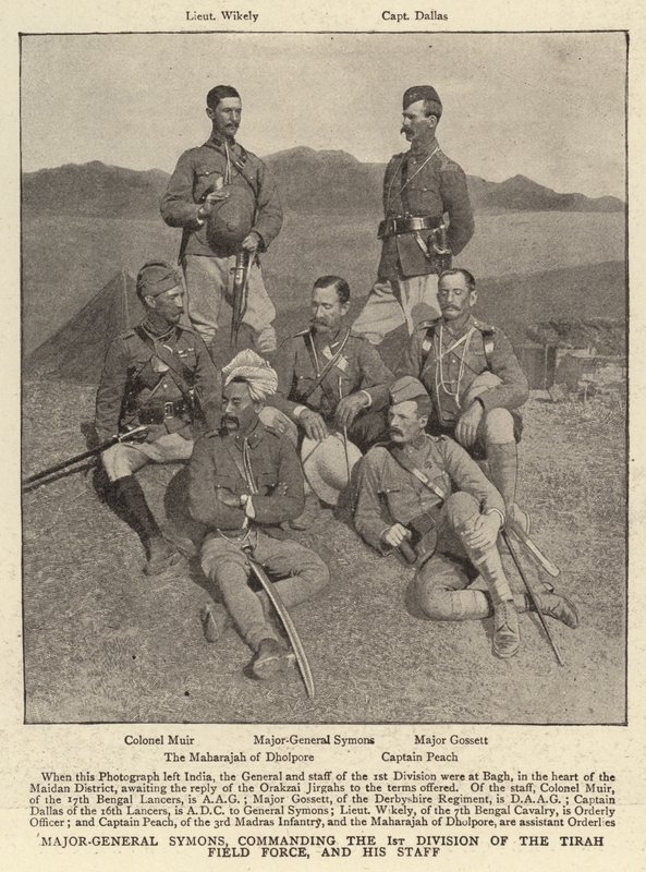Generalmajor Symons, Kommandeur der 1. Division der Tirah-Feldtruppe, und sein Stab von English Photographer