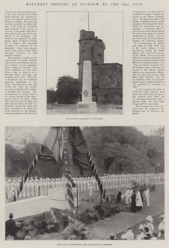 Denkmal errichtet in Lucknow für das 32. Fußregiment von English Photographer