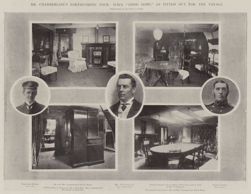 Mr. Chamberlains bevorstehende Reise, HMS Good Hope, ausgestattet für die Reise von English Photographer