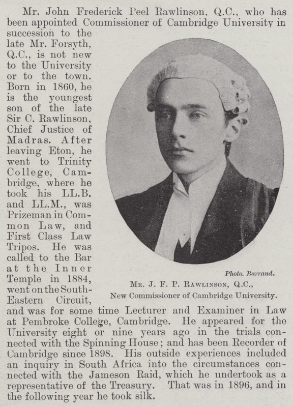 Mr. J F P Rawlinson, QC, neuer Kommissar der Universität Cambridge von English Photographer