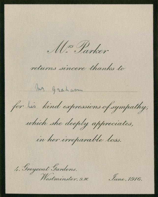 Mrs Parker bedankt sich herzlich bei Mr Graham von English Photographer