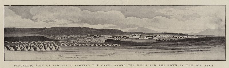 Panoramablick auf Ladysmith, die Lager in den Hügeln und die Stadt in der Ferne von English Photographer
