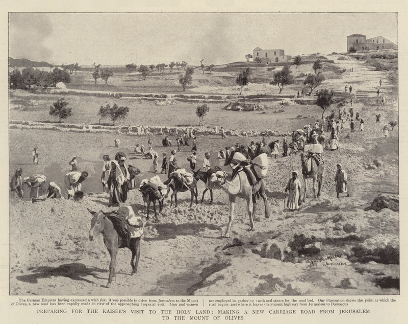 Vorbereitung auf den Besuch des Kaisers im Heiligen Land, Bau einer neuen Kutschenstraße von Jerusalem zum Ölberg von English Photographer