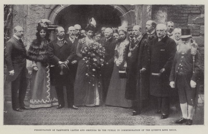Übergabe von Tamworth Castle und Gelände an die Öffentlichkeit zur Erinnerung an die lange Regierungszeit der Königin, 27. Mai 1899 von English Photographer