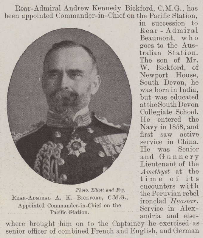 Konteradmiral A K Bickford, CMG, zum Oberbefehlshaber der Pazifikstation ernannt von English Photographer