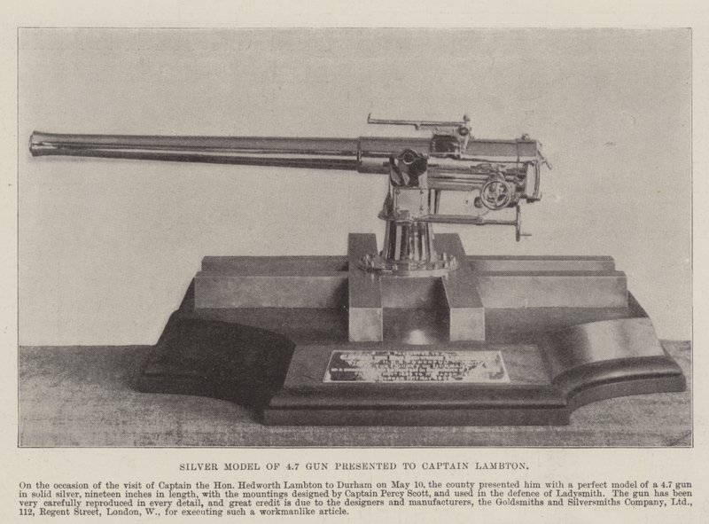 Silbermodell einer 4,7-Zoll-Kanone, überreicht an Kapitän Lambton von English Photographer