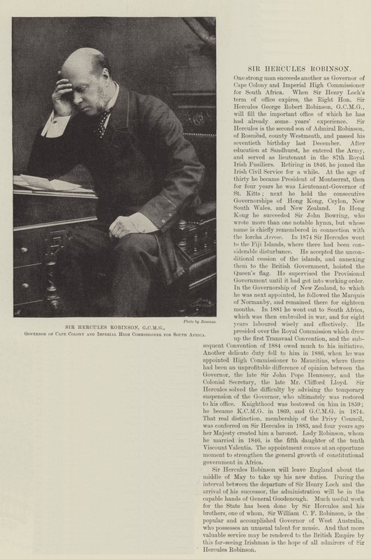 Sir Hercules Robinson, GCMG, Gouverneur der Kapkolonie und kaiserlicher Hochkommissar für Südafrika von English Photographer