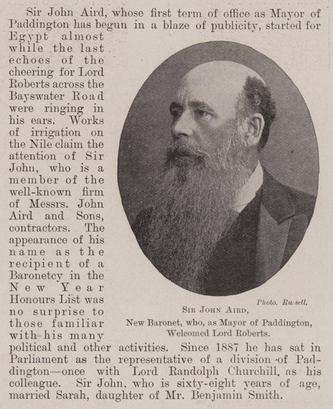 Sir John Aird, neuer Baronet, der als Bürgermeister von Paddington Lord Roberts willkommen hieß von English Photographer