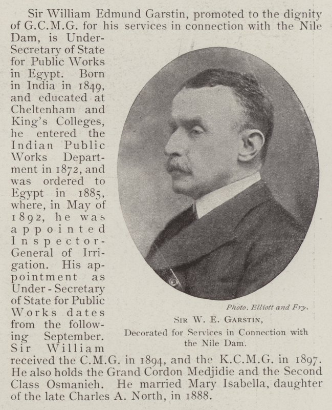 Sir W. E. Garstin, ausgezeichnet für Verdienste im Zusammenhang mit dem Nil-Damm von English Photographer