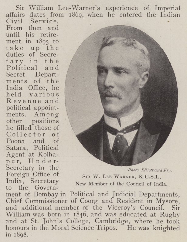 Sir W. Lee-Warner, KCSI, neues Mitglied des Indischen Rates von English Photographer