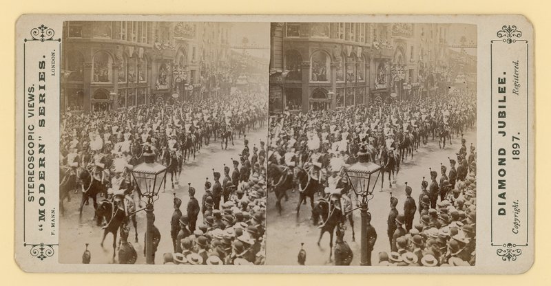 Stereoskopischer Druck des Diamantjubiläums von Königin Victoria, 28. Juni 1897 von English Photographer