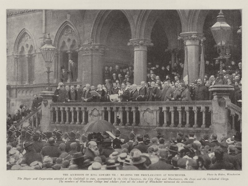 Der Thronwechsel von König Edward VII., Verlesung der Proklamation in Winchester von English Photographer