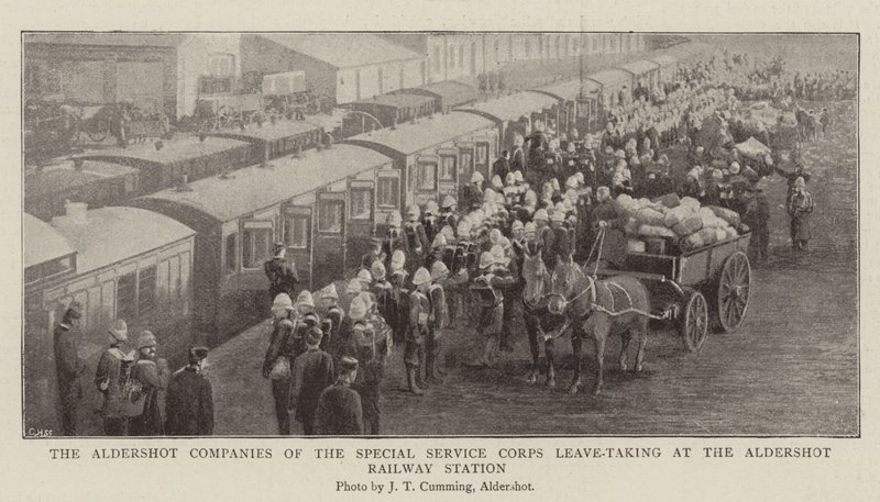 Die Aldershot-Kompanien des Sonderdienstkorps, Abschied am Bahnhof von Aldershot von English Photographer
