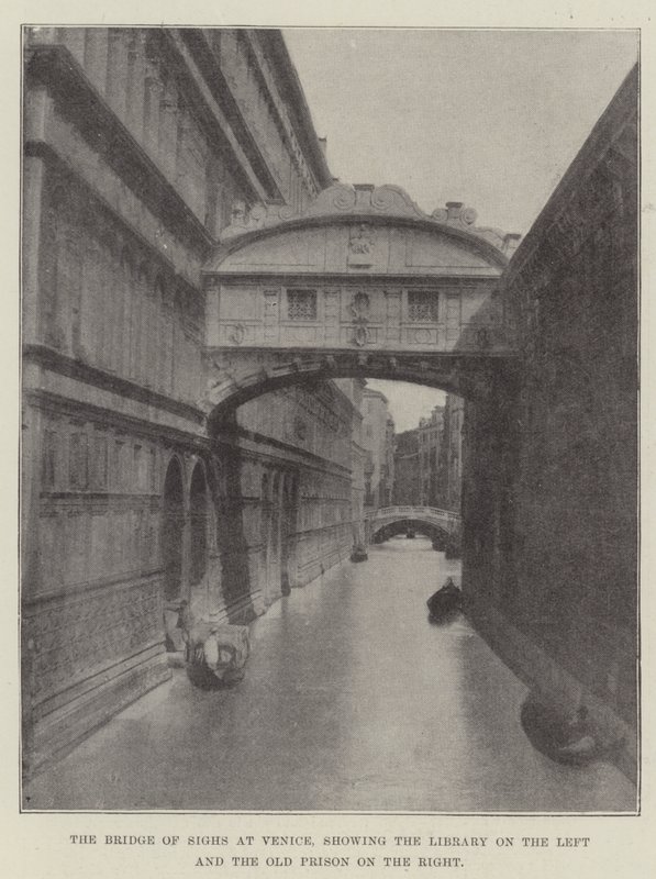 Die Seufzerbrücke in Venedig, links die Bibliothek und rechts das alte Gefängnis von English Photographer