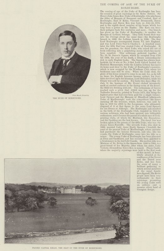 Die Volljährigkeit des Duke of Roxburghe von English Photographer