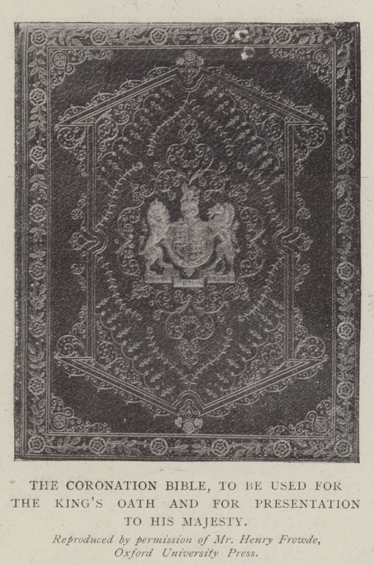 Die Krönungsbibel, die für den Eid des Königs und zur Übergabe an Seine Majestät verwendet wird von English Photographer