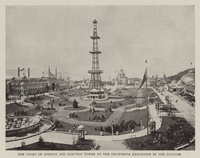Der Ehrenhof und der Elektrische Turm bei der Kalifornien-Ausstellung am Tag von English Photographer