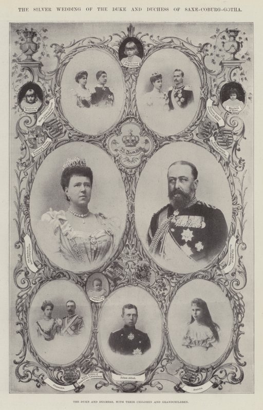 Der Herzog und die Herzogin von Sachsen-Coburg-Gotha mit ihren Kindern und Enkeln von English Photographer