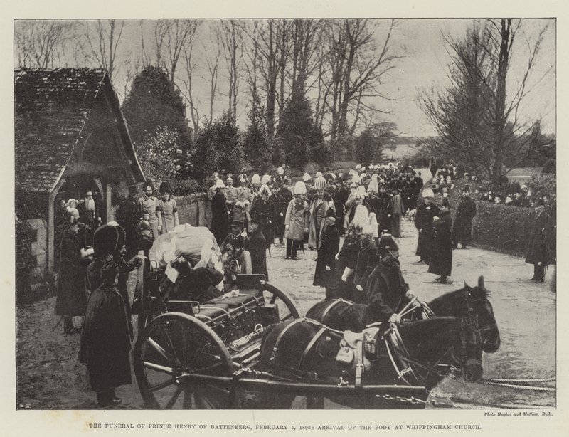 Die Beerdigung von Prinz Heinrich von Battenberg, 5. Februar 1896, Ankunft des Leichnams in der Whippingham-Kirche von English Photographer