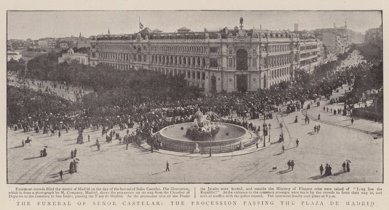 Die Beerdigung von Senor Castelar, der Prozession, die die Plaza de Madrid passiert von English Photographer