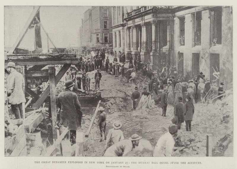 Die große Dynamitexplosion in New York am 27. Januar, das Murray Hill Hotel nach dem Unfall von English Photographer