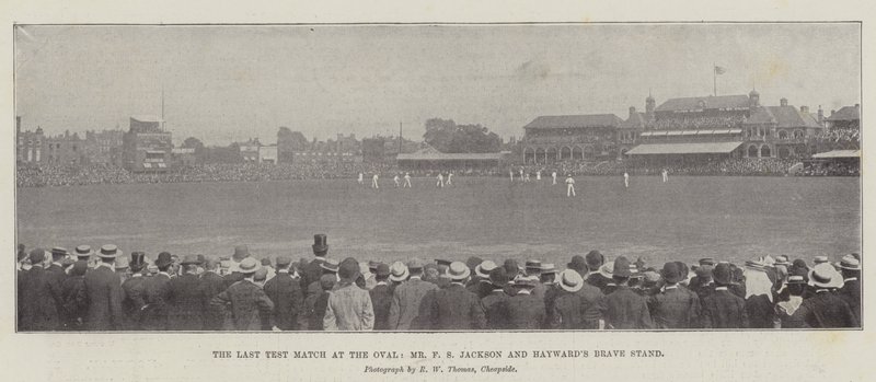 Das letzte Testspiel im Oval, Mr. F. S. Jackson und Haywards tapferer Stand von English Photographer