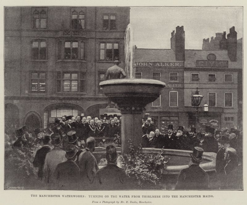 Die Manchester Wasserwerke, das Wasser von Thirlmere in die Manchester Hauptleitungen einschalten von English Photographer