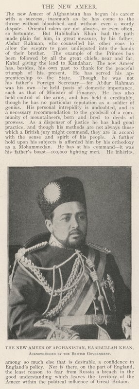 Der neue Emir von Afghanistan, Habibullah Khan, anerkannt von der britischen Regierung von English Photographer