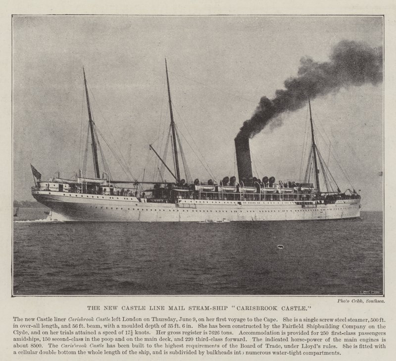 Das neue Postdampfschiff Carisbrook Castle der Castle Line von English Photographer
