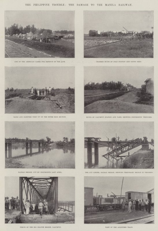 Die philippinischen Unruhen, der Schaden an der Manila-Eisenbahn von English Photographer