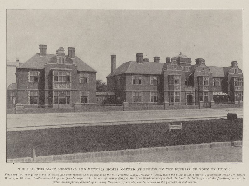 Das Princess Mary Memorial und die Victoria Homes, eröffnet in Bognor von der Herzogin von York am 9. Juli von English Photographer