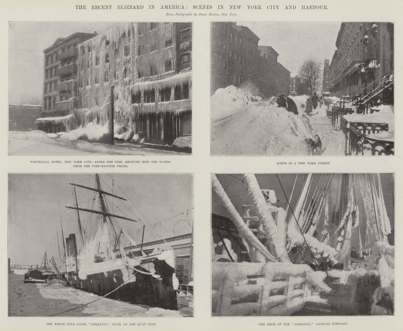 Der jüngste Blizzard in Amerika, Szenen in New York City und Hafen von English Photographer