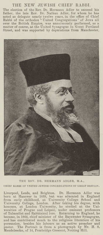 Der Reverend Dr. Hermann Adler, MA, Oberrabbiner der Vereinigten Jüdischen Gemeinden von Großbritannien von English Photographer