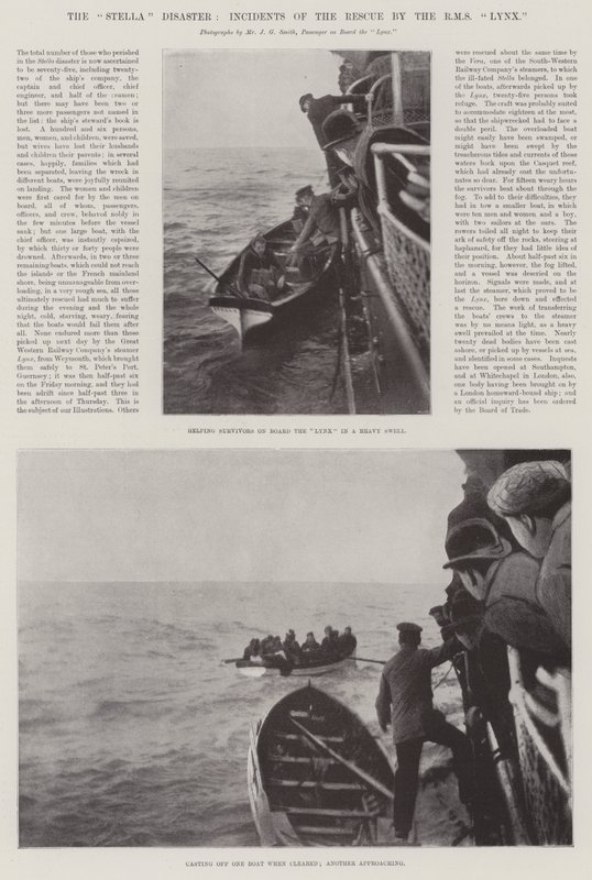 Das Stella-Unglück, Vorfälle der Rettung durch die RMS Lynx von English Photographer