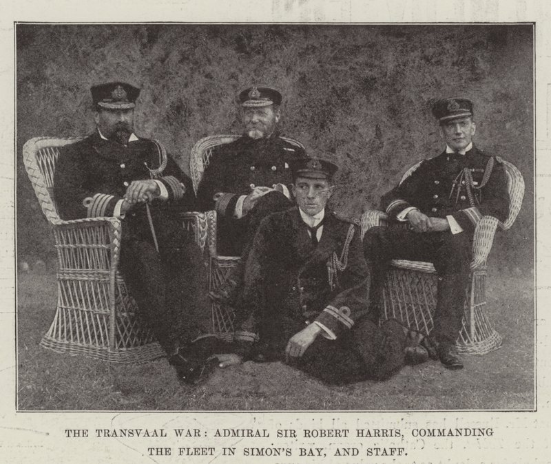 Der Transvaal-Krieg, Admiral Sir Robert Harris, Kommandant der Flotte in Simons Bay, und Stab von English Photographer