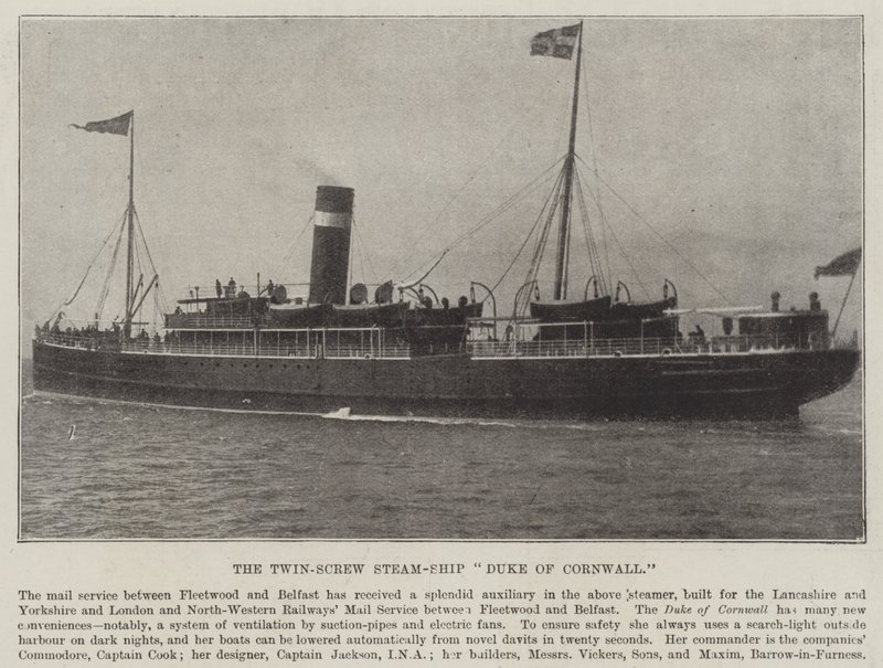 Das Doppelschrauben-Dampfschiff Duke of Cornwall von English Photographer