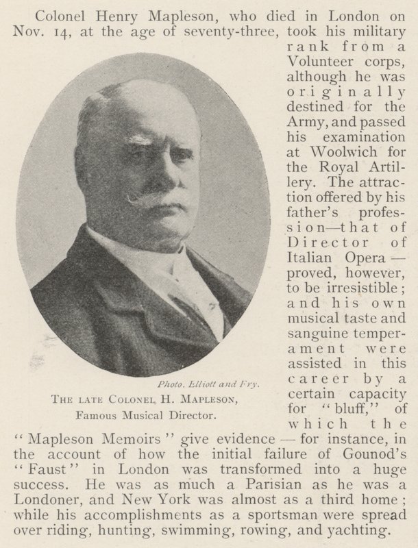 Der verstorbene Oberst H. Mapleson, berühmter Musikdirektor von English Photographer
