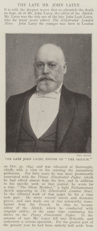 Der verstorbene John Latey, Herausgeber von The Sketch von English Photographer