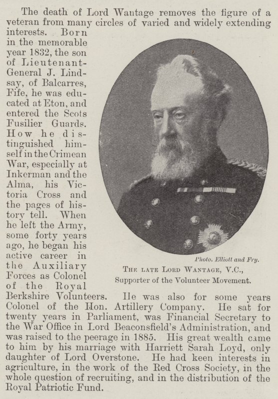 Der verstorbene Lord Wantage, VC, Unterstützer der Freiwilligenbewegung von English Photographer