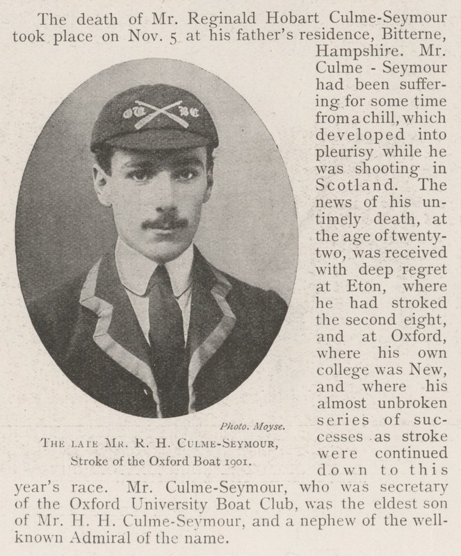 Der verstorbene Mr. R. H. Culme-Seymour, Schlagmann des Oxford-Bootes 1901 von English Photographer
