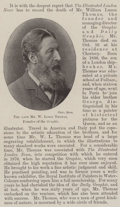 Der verstorbene Mr. W Luson Thomas, Gründer der Graphic von English Photographer
