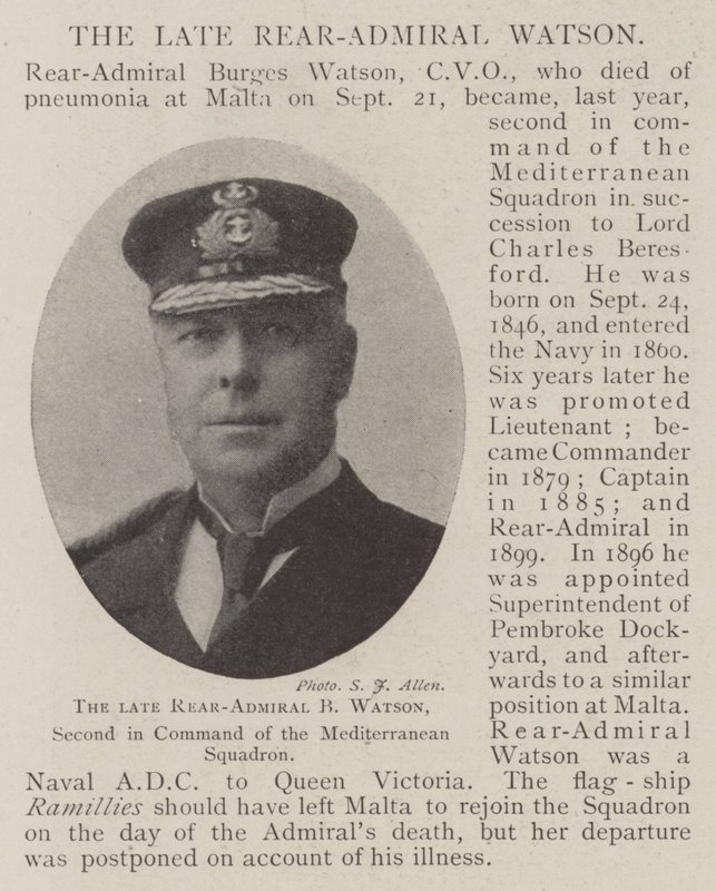 Der verstorbene Konteradmiral B Watson, Zweiter Kommandant des Mittelmeergeschwaders von English Photographer