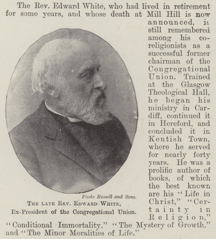 Der verstorbene Reverend Edward White, Ex-Präsident der Kongregationalen Union von English Photographer