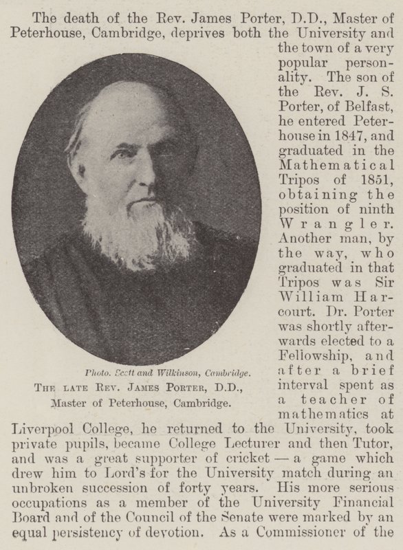 Der verstorbene Reverend James Porter, DD, Master von Peterhouse, Cambridge von English Photographer